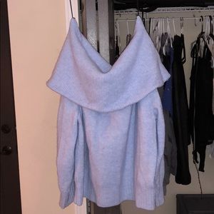 Brand New Light Blue off the shoulder sweater
